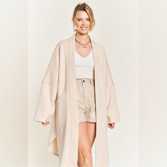 Oversized Knit Cardigan / Coat in Cream - Picture 6 of 8
